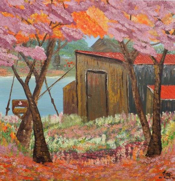Εικόνα της Οι ψαράδες και το καλύβι τους (80 x 80 cm) (Σειρά 2)