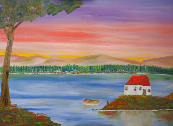 Picture of The wise fisherman and the sunset (70 x 100 cm) (Series 2)