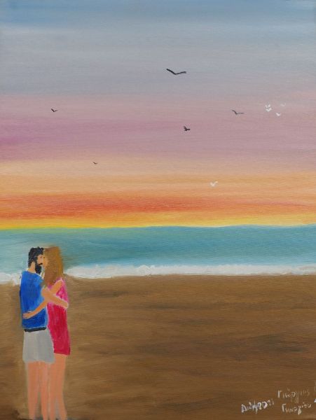 Picture of In love at sunset (30 x 40 cm) (Series 3)