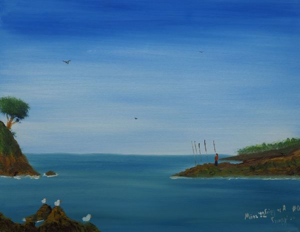 Εικόνα της Ο ψαράς και τα γλαράκια (30 x 40 cm) (Σειρά 3)