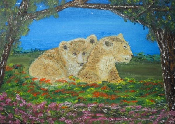 Picture of Lion Cubs (50 x 70cm) (Series 2)